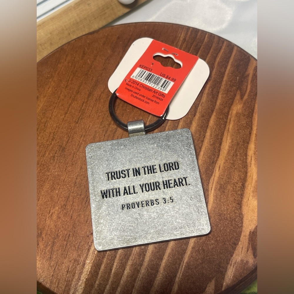Christian Art Gifts Metal Keyring – Jeremiah 29:11 & Proverbs 3:5 Bible Verse - Picture 2 of 2